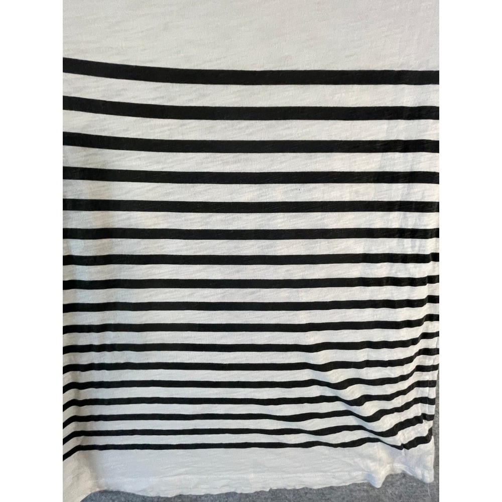 LOFT Womens Long Sleeve Striped Tee Black White Lace Trim Slub Knit Top Small - Picture 9 of 14